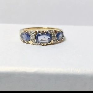 Custom 3-Stone Ceylon Sapphire Ring Sz 7
